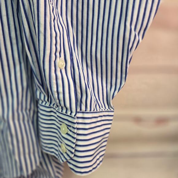 Nautica XXL Blue White Striped Long Sleeve Button Up Shirt - Picture 3 of 6